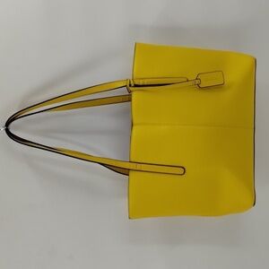 Bostonten shoulder bag yellow double straps zip top large vegan leather